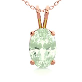 1/2 Carat Oval Shape Green Amethyst Necklace In 14K Rose Gold Over Sterling Silver, 18 Inches