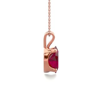 1/2 Carat Oval Shape Ruby Necklace In 14K Rose Gold Over Sterling Silver, 18 Inches