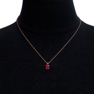 1/2 Carat Oval Shape Ruby Necklace In 14K Rose Gold Over Sterling Silver, 18 Inches