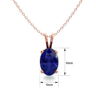 1/2 Carat Oval Shape Sapphire Necklace In 14K Rose Gold Over Sterling Silver, 18 Inches