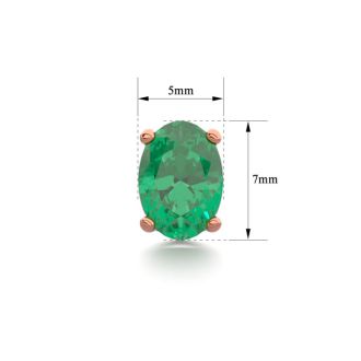 1 1/2 Carat Oval Shape Emerald Stud Earrings In 14K Rose Gold Over Sterling Silver
