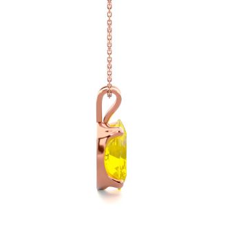 3/4 Carat Oval Shape Citrine Necklace In 14K Rose Gold Over Sterling Silver, 18 Inches