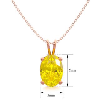 3/4 Carat Oval Shape Citrine Necklace In 14K Rose Gold Over Sterling Silver, 18 Inches