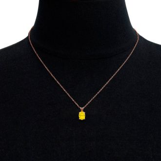 3/4 Carat Oval Shape Citrine Necklace In 14K Rose Gold Over Sterling Silver, 18 Inches