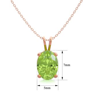 1 Carat Oval Shape Peridot Necklace In 14K Rose Gold Over Sterling Silver, 18 Inches