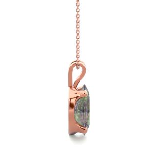 1 Carat Oval Shape Mystic Topaz Necklace In 14 Karat Rose Gold Over Sterling Silver, 18 Inches