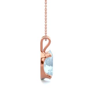 Aquamarine Necklace: Aquamarine Jewelry: 3/4 Carat Oval Shape Aquamarine Necklace In 14K Rose Gold Over Sterling Silver, 18 Inches