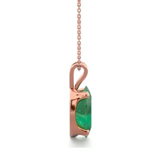 3/4 Carat Oval Shape Emerald Necklaces In 14 Karat Rose Gold Over Sterling Silver, 18 Inch Chain