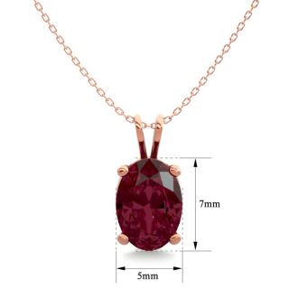 Garnet Necklace: Garnet Jewelry: 1 Carat Oval Shape Garnet Necklace In 14K Rose Gold Over Sterling Silver, 18 Inches