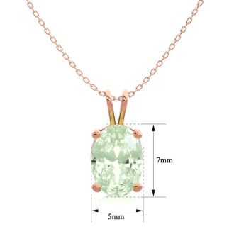 3/4 Carat Oval Shape Green Amethyst Necklace In 14K Rose Gold Over Sterling Silver, 18 Inches