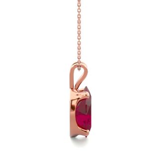 1 Carat Oval Shape Ruby Necklace In 14K Rose Gold Over Sterling Silver, 18 Inches