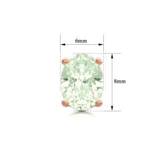 2 Carat Oval Shape Green Amethyst Stud Earrings In 14K Rose Gold Over Sterling Silver