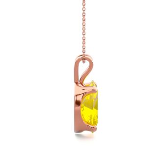 1 Carat Oval Shape Citrine Necklace In 14K Rose Gold Over Sterling Silver, 18 Inches