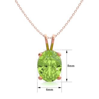 1 1/3 Carat Oval Shape Peridot Necklace In 14K Rose Gold Over Sterling Silver, 18 Inches