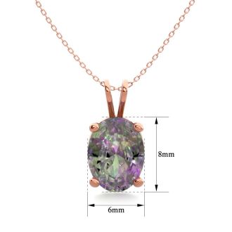 1-1/2 Carat Oval Shape Mystic Topaz Necklace In 14 Karat Rose Gold Over Sterling Silver, 18 Inches