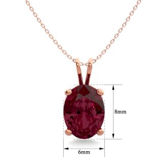 Garnet Necklace: Garnet Jewelry: 1 1/2 Carat Oval Shape Garnet Necklace In 14K Rose Gold Over Sterling Silver, 18 Inches