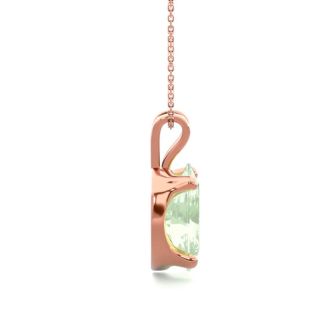 1 Carat Oval Shape Green Amethyst Necklace In 14K Rose Gold Over Sterling Silver, 18 Inches