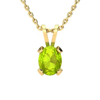 3 Carat Oval Shape Peridot Necklace and Earring Set In 14K Yellow Gold Over Sterling Silver