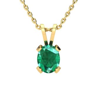 3 Carat Oval Shape Emerald Necklaces and Earring Set In 14 Karat Yellow Gold Over Sterling Silver, 18 Inch Chain