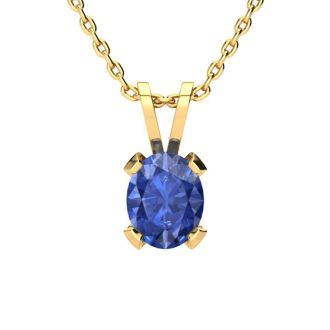 3 Carat Oval Shape Tanzanite Necklace and Earring Set In 14K Yellow Gold Over Sterling Silver