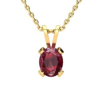 3 Carat Oval Shape Ruby Necklace and Earring Set In 14K Yellow Gold Over Sterling Silver
