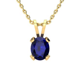 3 Carat Oval Shape Sapphire Necklace and Earring Set In 14K Yellow Gold Over Sterling Silver