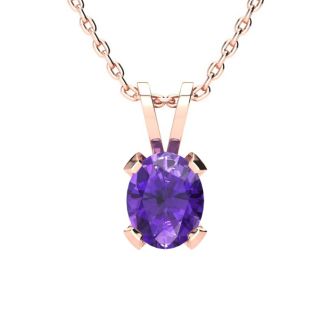 3 Carat Oval Shape Amethyst Necklace and Earring Set In 14K Rose Gold Over Sterling Silver