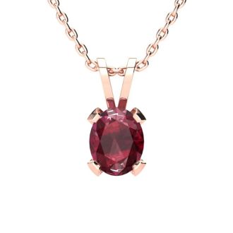 3 Carat Oval Shape Ruby Necklace and Earring Set In 14K Rose Gold Over Sterling Silver