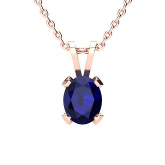 3 Carat Oval Shape Sapphire Necklace and Earring Set In 14K Rose Gold Over Sterling Silver