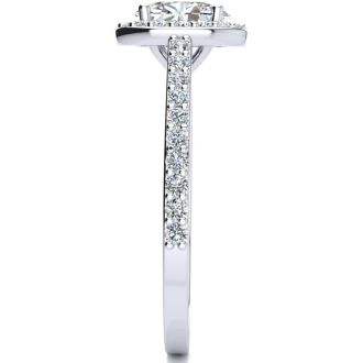 1 Carat Oval Shape Halo Diamond Engagement Ring in 14 Karat White Gold