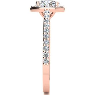 1 Carat Oval Shape Halo Diamond Engagement Ring in 14k Rose Gold