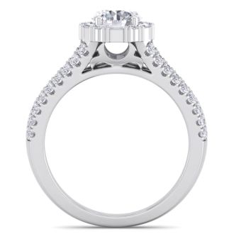1 1/2 Carat Fancy Halo Diamond Engagement Ring in 14 Karat White Gold