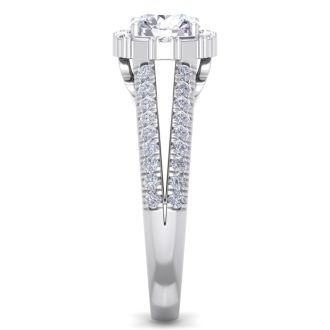 1 1/2 Carat Fancy Halo Diamond Engagement Ring in 14 Karat White Gold