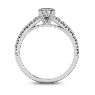 1 Carat Cushion Cut Double Prong Set Engagement Ring In 14 Karat White Gold