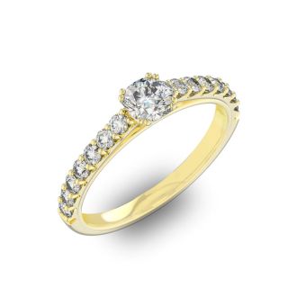 1 Carat Cushion Cut Double Prong Set Engagement Ring In 14 Karat Yellow Gold