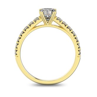 1 Carat Cushion Cut Double Prong Set Engagement Ring In 14 Karat Yellow Gold