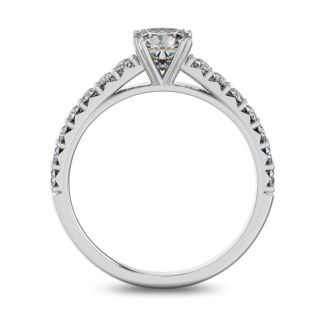 1 1/4 Carat Cushion Cut Double Prong Set Engagement Ring In 14 Karat White Gold