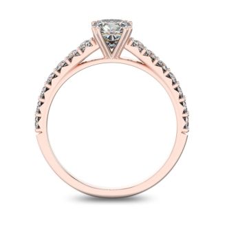 1 1/4 Carat Cushion Cut Double Prong Set Engagement Ring In 14 Karat Rose Gold