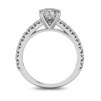 1 1/2 Carat Cushion Cut Double Prong Set Engagement Ring in 14 Karat White Gold