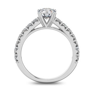 1 1/2 Carat Round Shape Double Prong Set Engagement Ring In 14 Karat White Gold