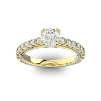1 1/2 Carat Round Shape Double Prong Set Engagement Ring In 14 Karat Yellow Gold