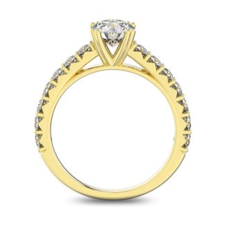 1 1/2 Carat Round Shape Double Prong Set Engagement Ring In 14 Karat Yellow Gold