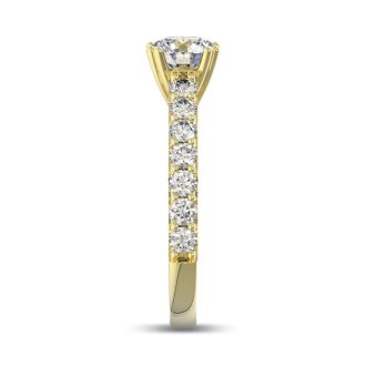 1 1/2 Carat Round Shape Double Prong Set Engagement Ring In 14 Karat Yellow Gold