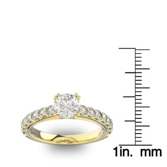 1 1/2 Carat Round Shape Double Prong Set Engagement Ring In 14 Karat Yellow Gold