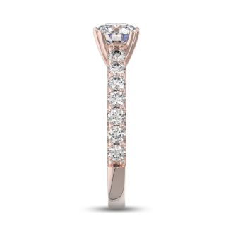 1 1/2 Carat Round Shape Double Prong Set Engagement Ring In 14 Karat Rose Gold
