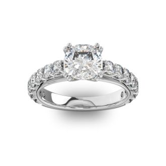 4 1/2 Carat Round Shape Double Prong Set Engagement Ring In 14 Karat White Gold