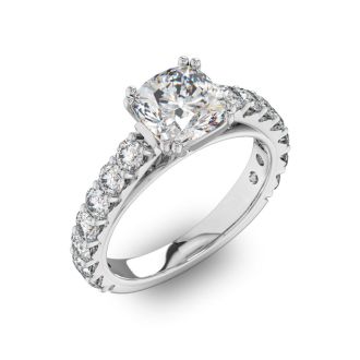 4 1/2 Carat Round Shape Double Prong Set Engagement Ring In 14 Karat White Gold