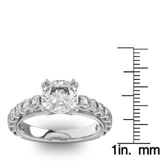 4 1/2 Carat Round Shape Double Prong Set Engagement Ring In 14 Karat White Gold