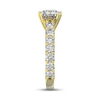 4 1/2 Carat Round Shape Double Prong Set Engagement Ring In 14 Karat Yellow Gold