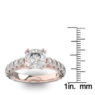 4 1/2 Carat Round Shape Double Prong Set Engagement Ring In 14 Karat Rose Gold